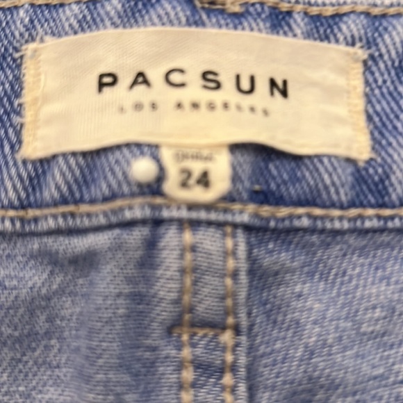 Pacsun Los Angeles light blue distress Jean skirt size 24 waist 12”, length 14 - Picture 3 of 3